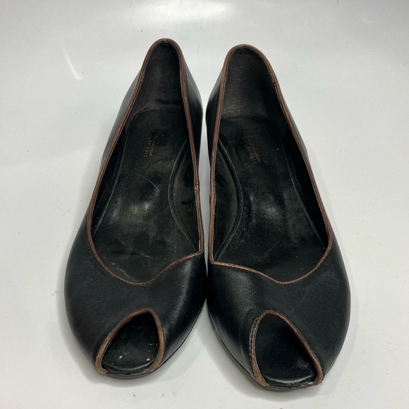 Nariana by GOLC vintage peep toe pumps black leather size 7 - Picture 2 of 7